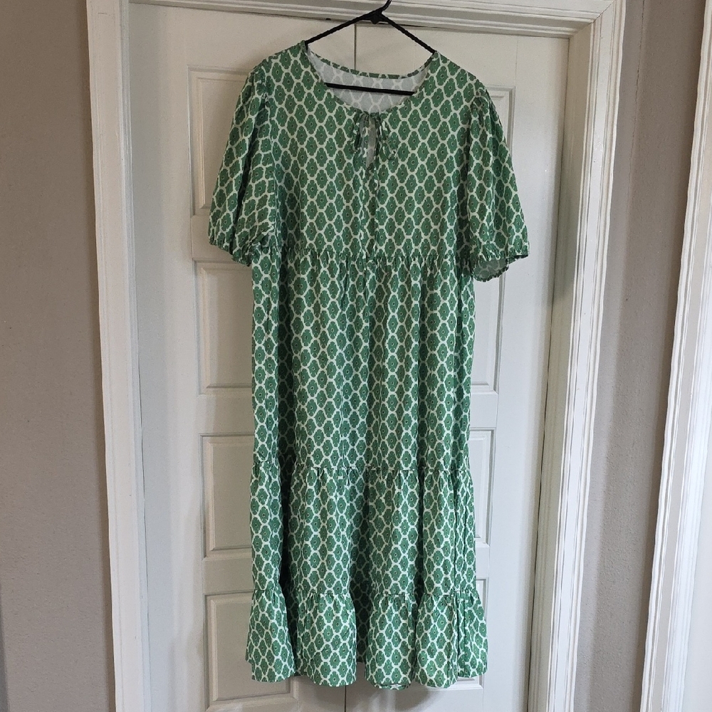Green Patterned Women's Dress